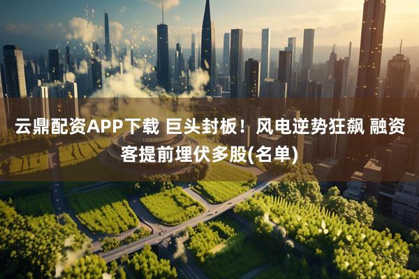 云鼎配资APP下载 巨头封板！风电逆势狂飙 融资客提前埋伏多股(名单)